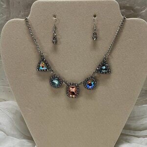 SOLD NWOT AB Crystal Necklace and Earring Set